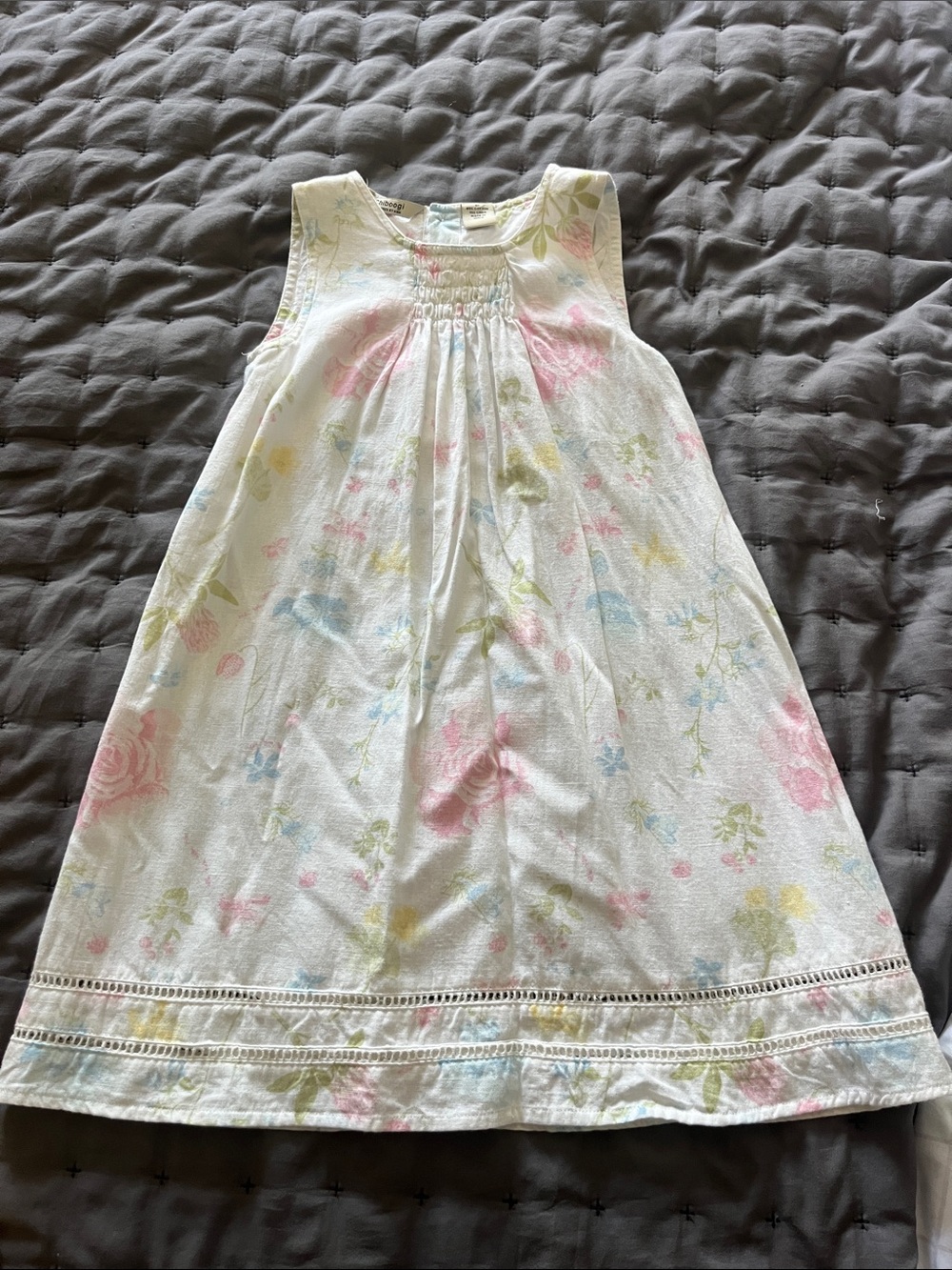Girls White Floral Dress - Soft Pastel Print, 5